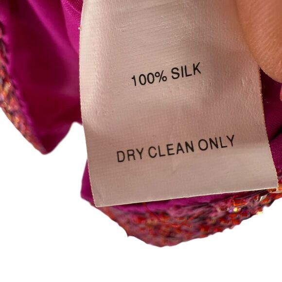 Trina Turk Sequin Tunic Pink XS Sleeveless Silk Scoop Neck Formal Flirty Fucshia - Picture 8 of 11